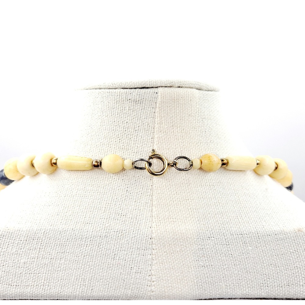 Vintage Beggars Bead Necklace Polished Stone Fall Earth Tones 28" - Picture 7 of 13
